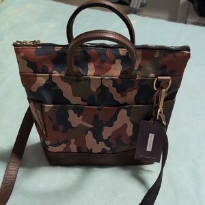 Camouflage-Print Women’s Satchel Bag - Brown Multi